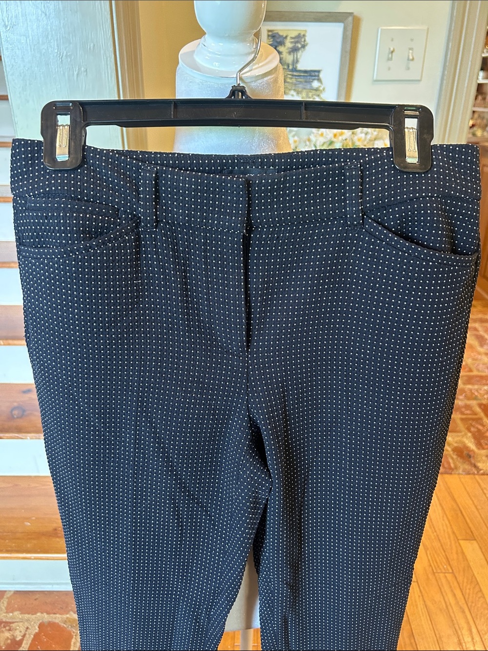 WHBM Black with White Microdot Ankle Pants